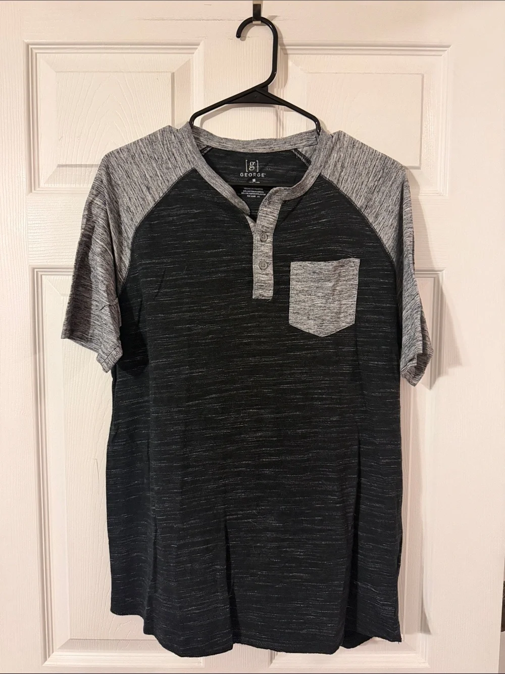 George Men’s Black & Gray Short Sleeve Henley Shirt